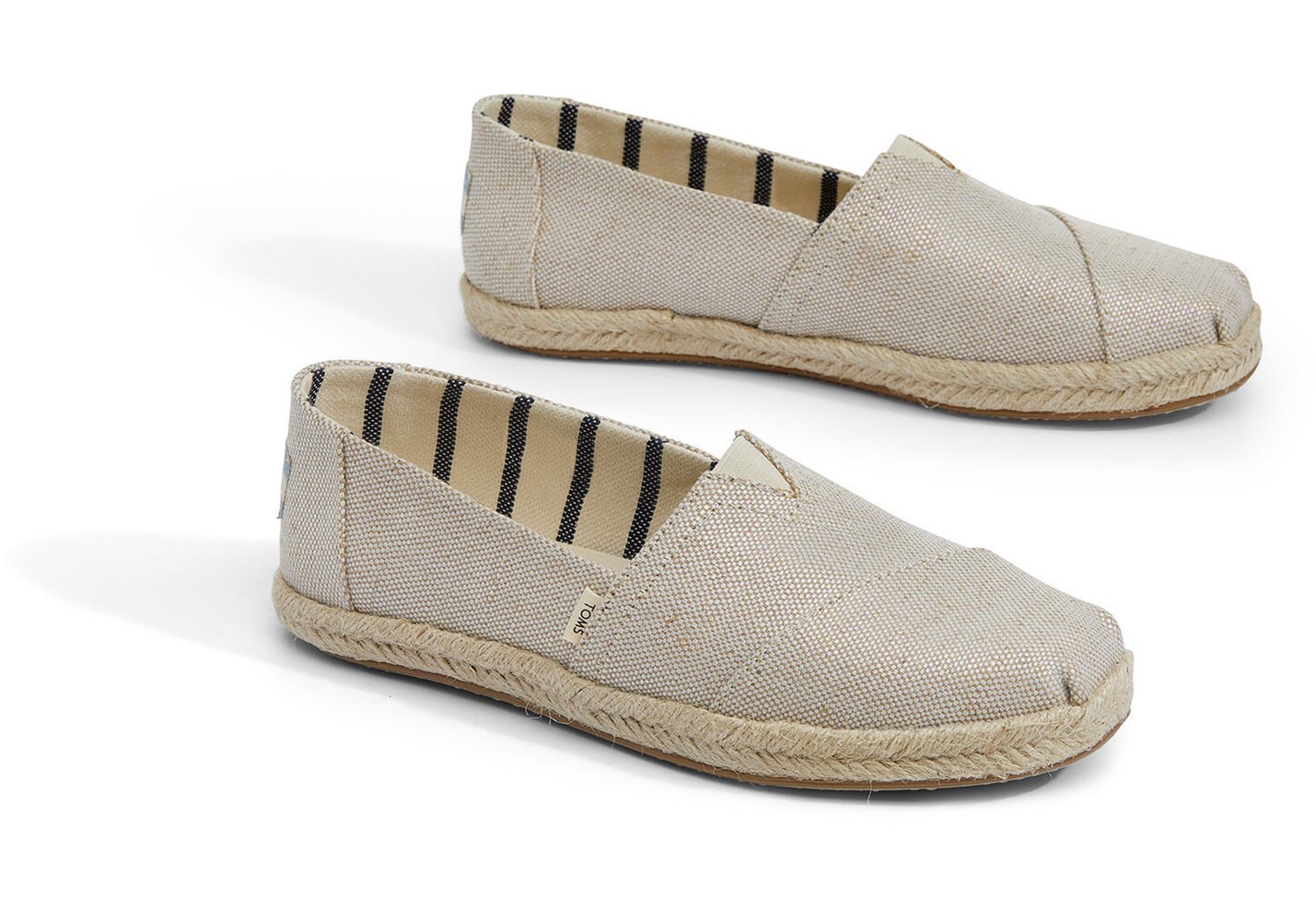 Toms Espadryle Damskie Beżowe - Alpargata Metallic - 47FJCRSZH